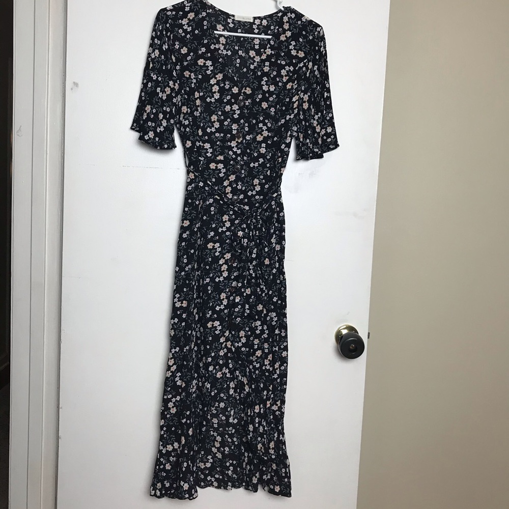 Pink Blush Ditsy Floral Midi Dress